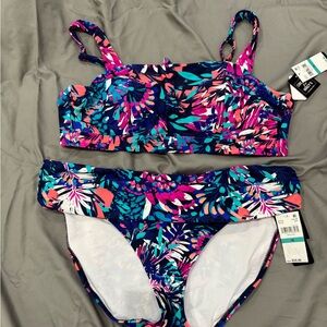 NWT Island Escape Multicolor Floral Bikini Sz 16